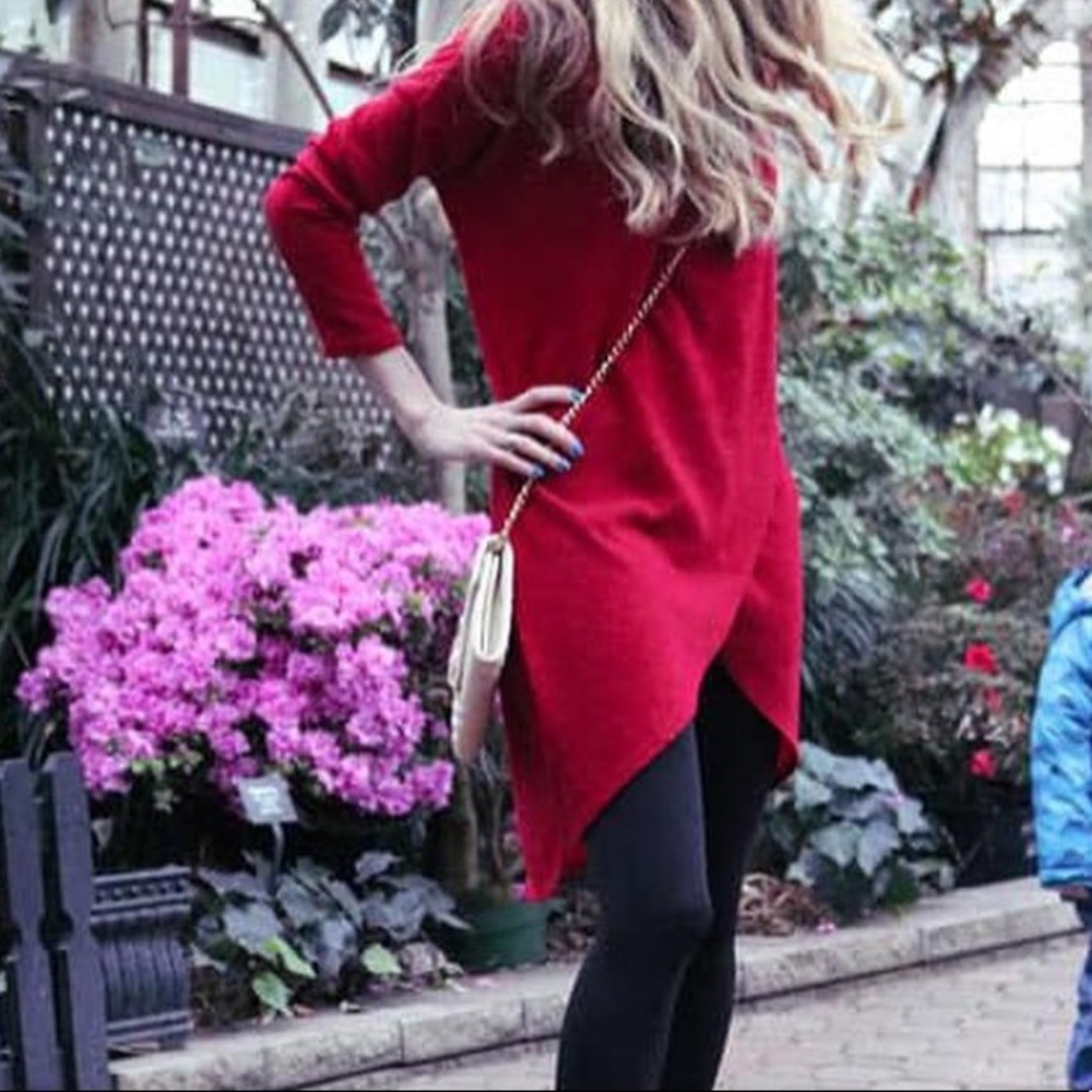 Red cowl sweater